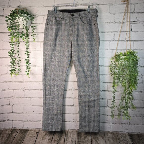 FRIED DENIUM BLACK AND GRAY PLAID STRAIGHT LEG PANTS MENS SIZE 34 X 30 - Picture 1 of 6
